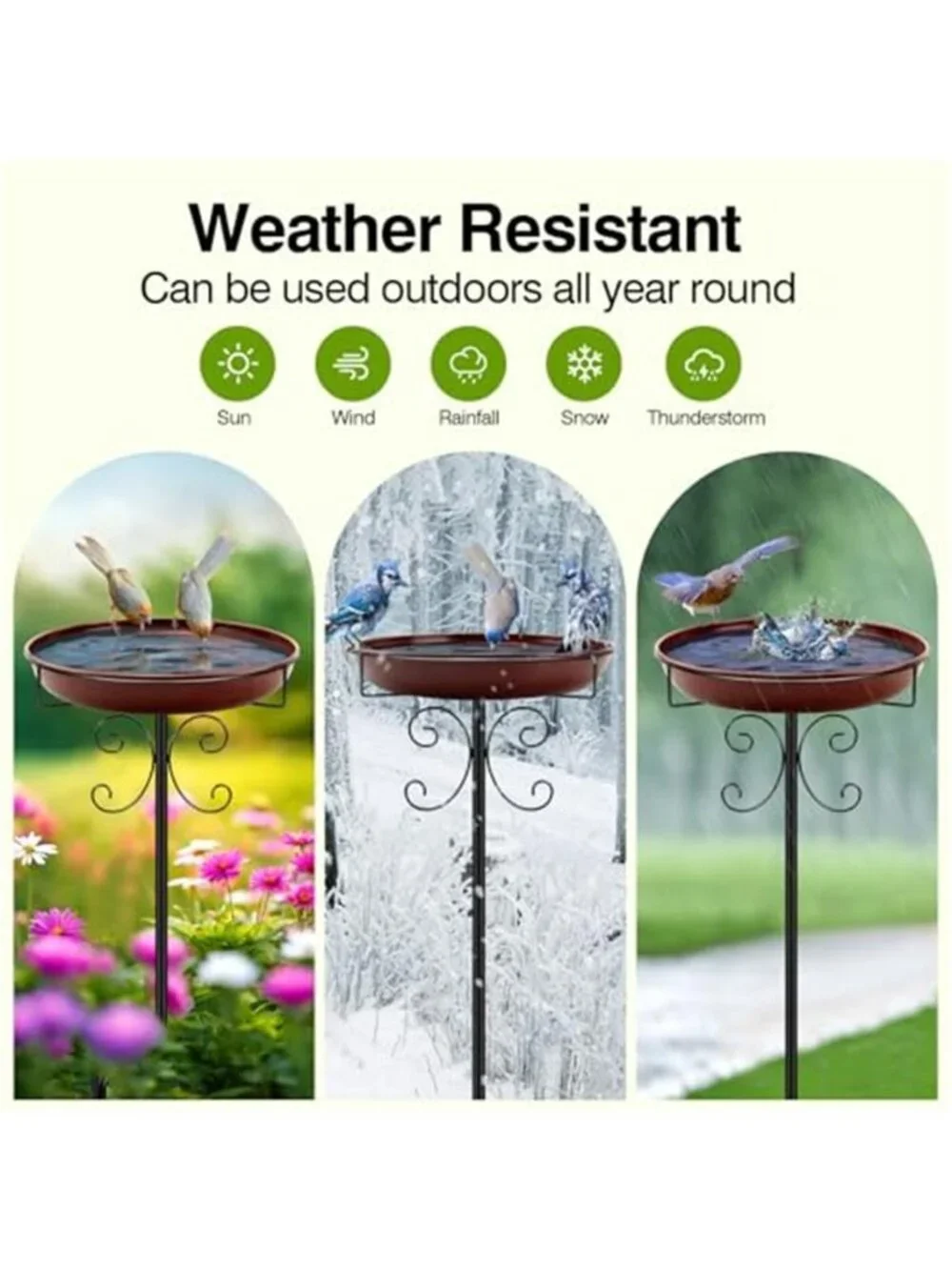 New Heavy Duty Bird Baths for Outdoors, 35In Outdoor Freestanding Birdbaths